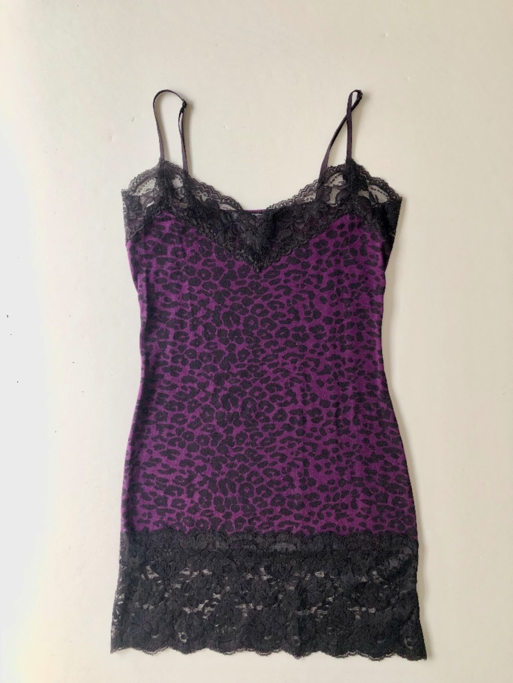 Cami/Tank Black Lace & Purple Animal Print SM